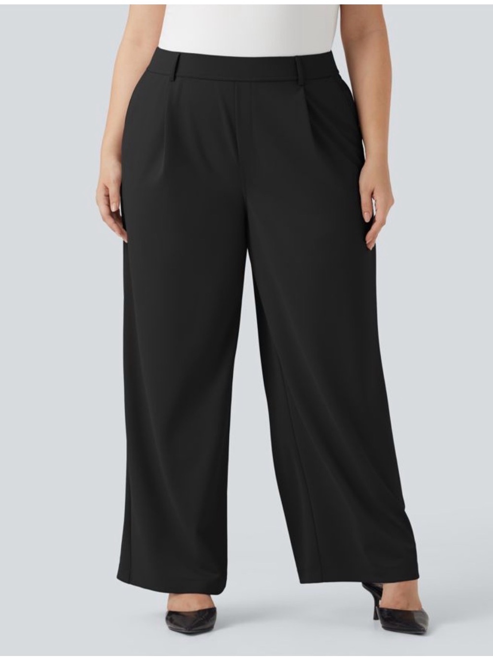 Halara Flex High Waisted Pocket Wide Leg Work Pants Black Sz XL Tall